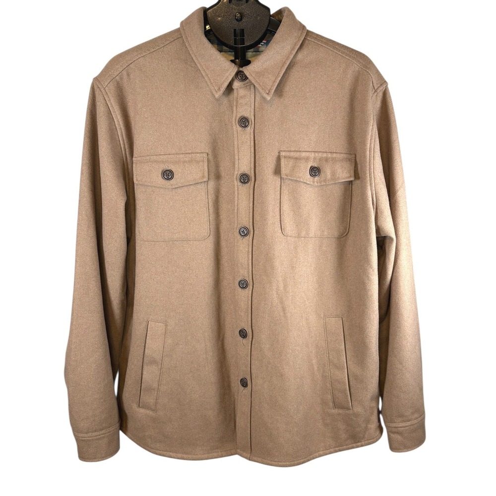 The Normal Brand Mens XL Tan Wool Blend Flannel Lined Shirt Jacket